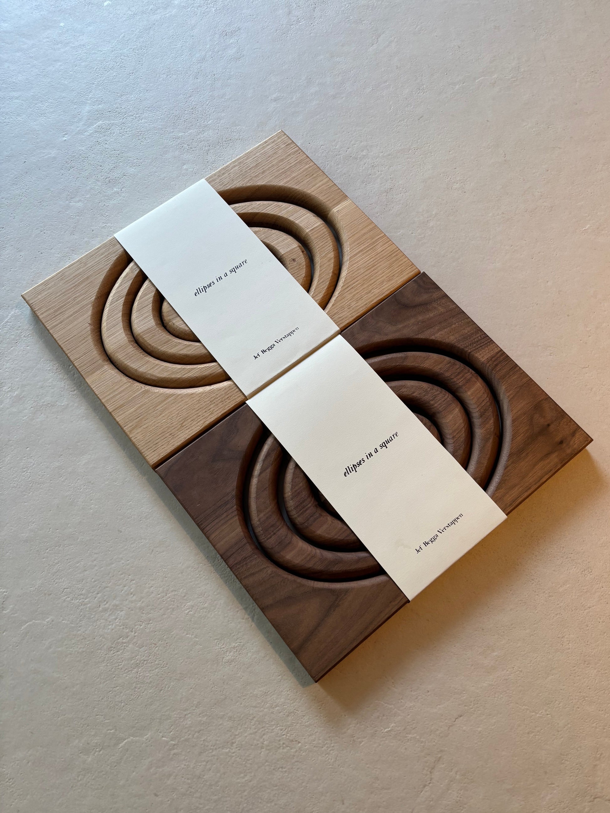 Jef Begga Verstappen handcrafted walnut oak trivets